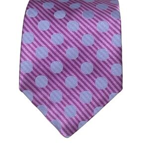 Ferrell Reed Mens Metallic Purple Blue Polka Dot 100% Silk Tie Hand Tailored USA